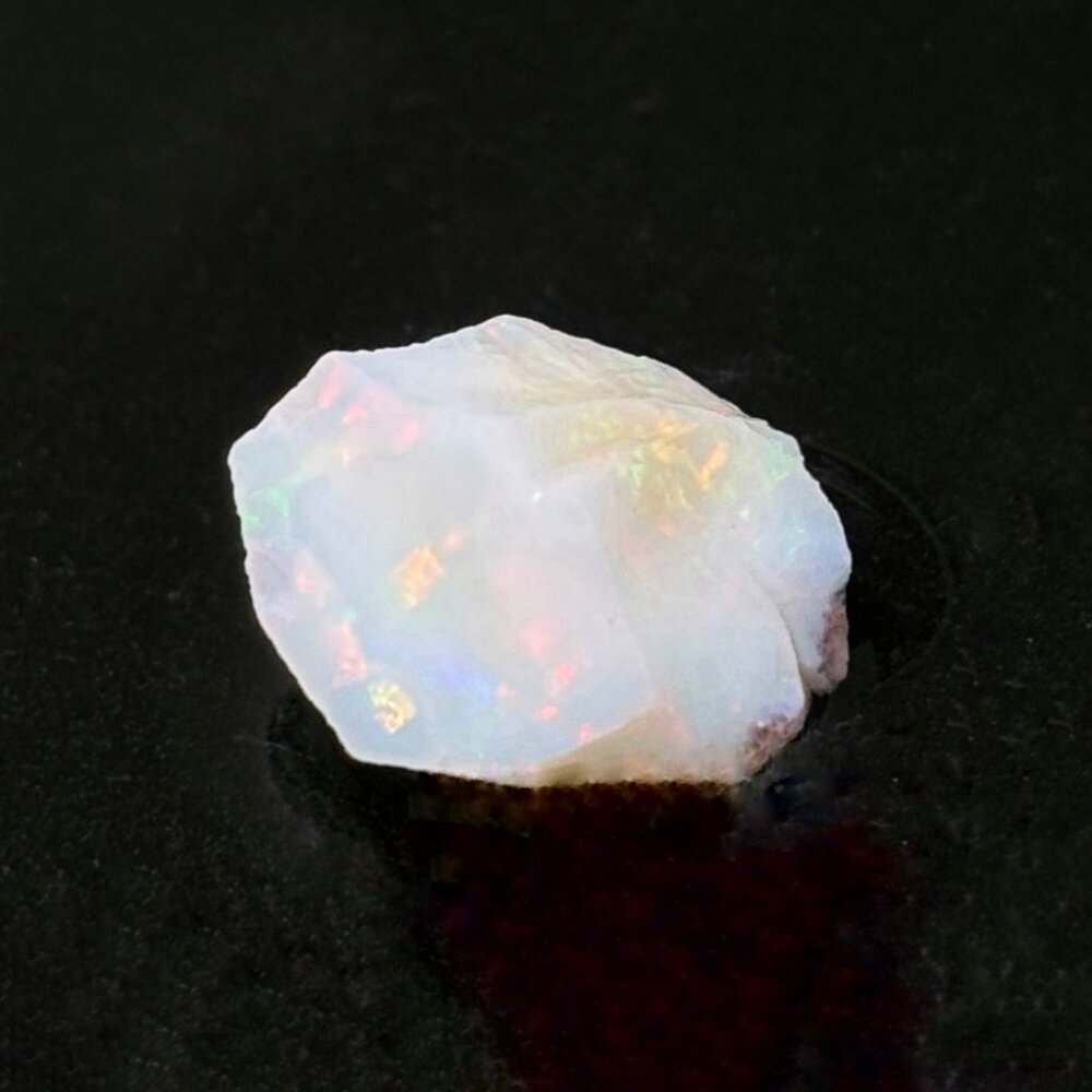Single Colorful White Mexican Fire Opal With Roaring Multfires